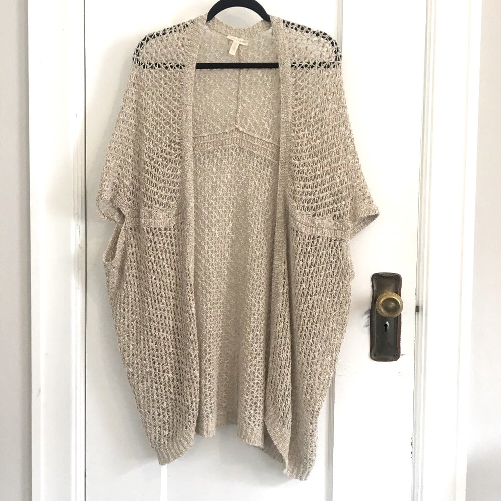 Eileen Fisher Cream Crochet Knit Cardigan Cover Up